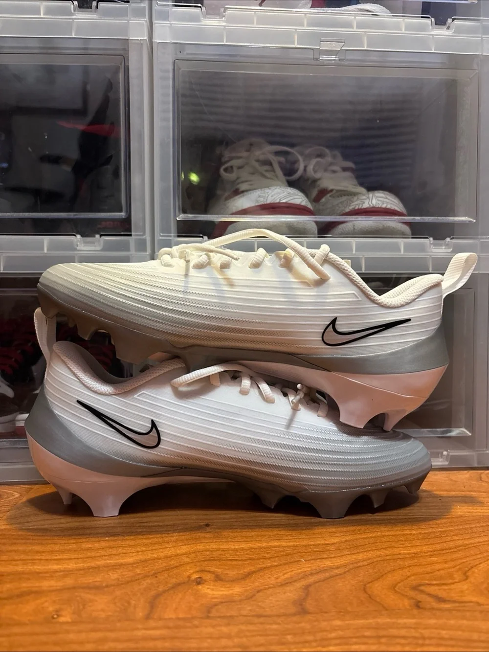 Nike Vapor Speed 3 White Wolf Grey FB3303-100 Football Cleats Szs 8M + 8.5M NWOB
